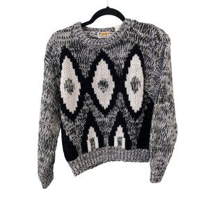 Just Cristina Vintage 80s Chunky Knit Sweater Size Large Argyle Diamond Acrylic